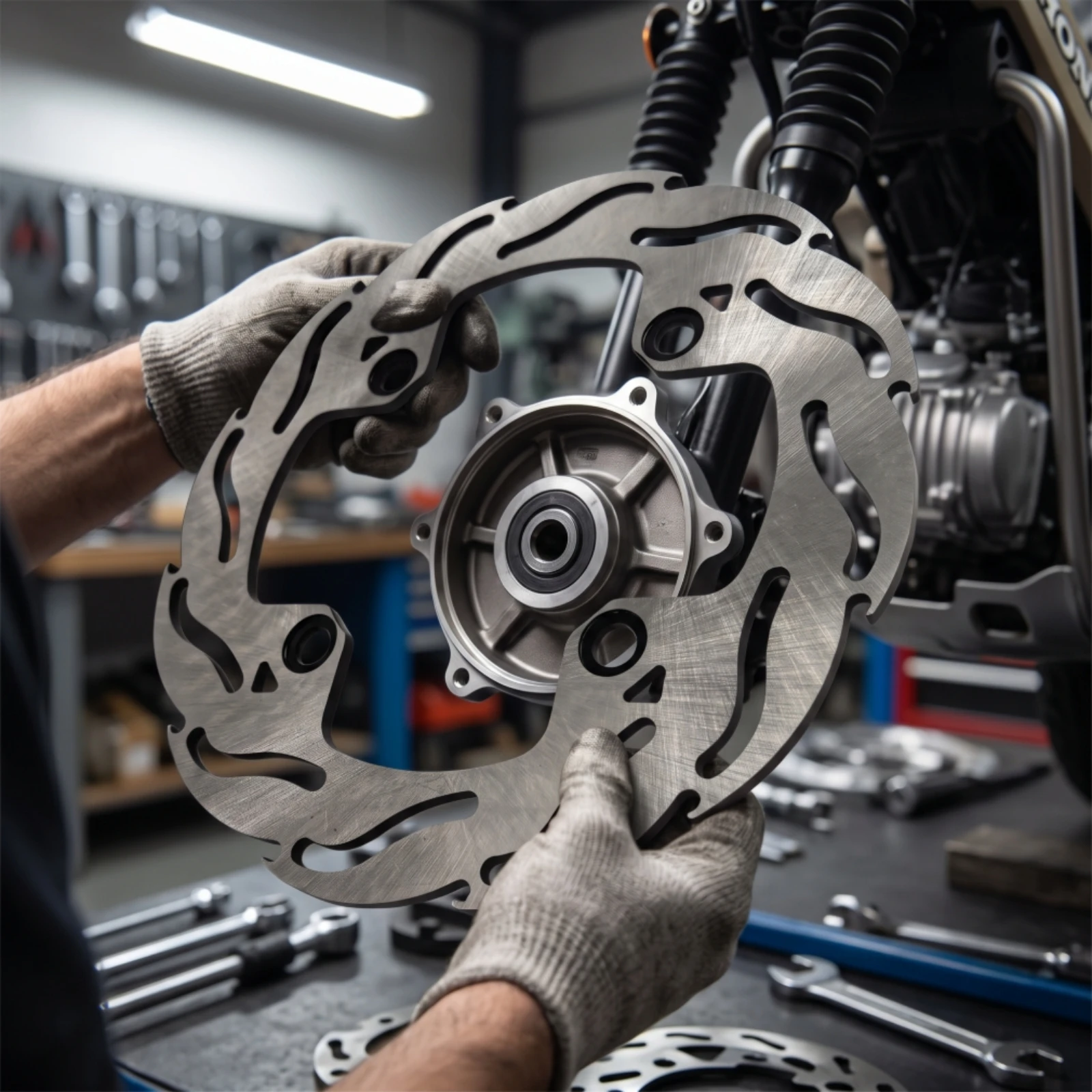 Front Brake Disc Stainless Steel Front Brake Disc Rotor Precision Fit Vented for Motorcyclists, Motorcycle Maintenance