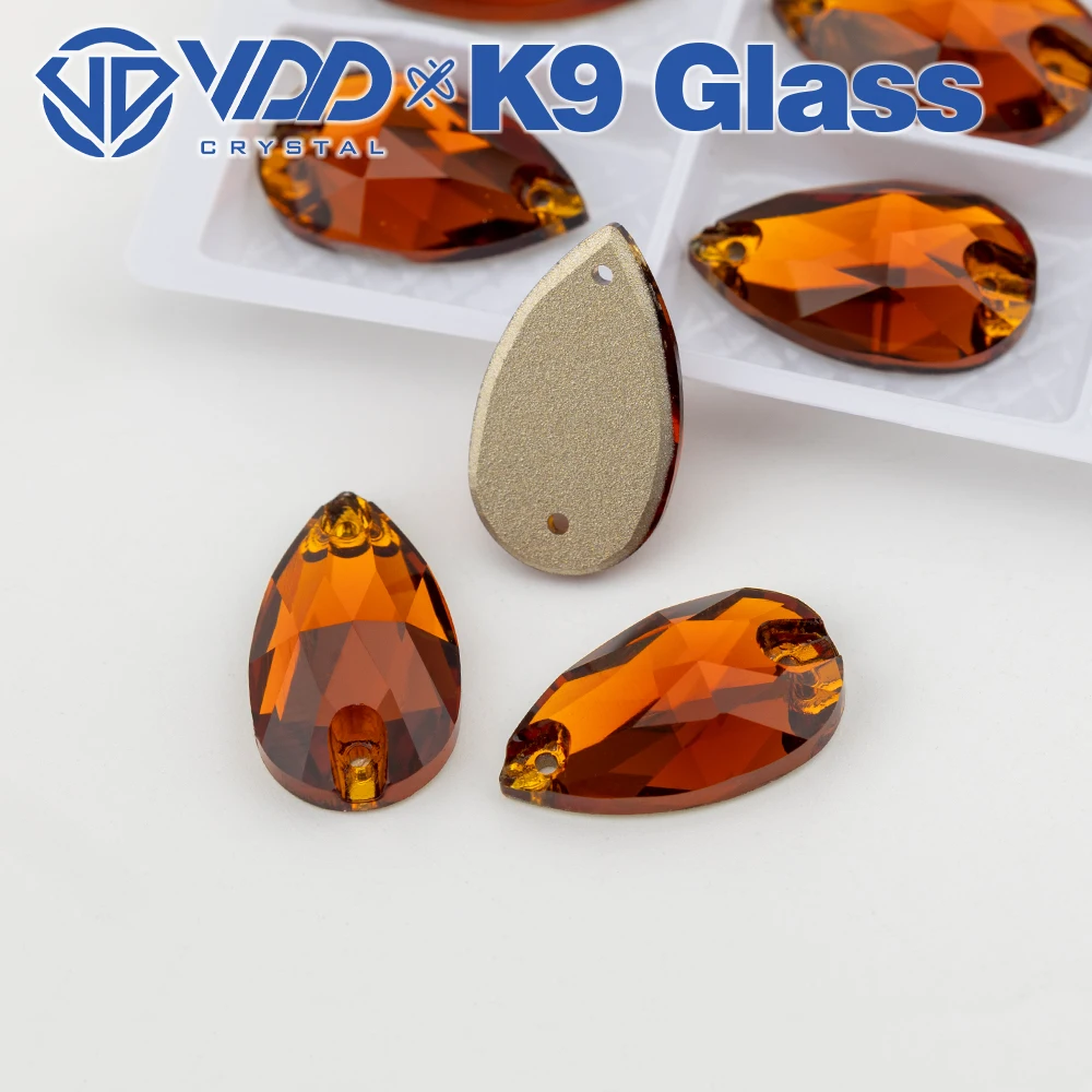 VDD S107 Kaffee-Birne Hochwertige K9-Glas-Applikationssteine zum Aufnähen, Kristall-Flachrückseite, Strasssteine zum Aufnähen für die Dekoration von Kleidungsstücken und Stoffen – Detail 4