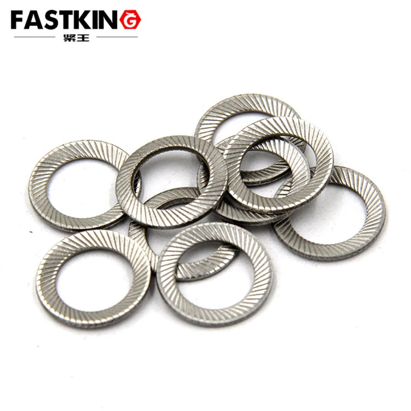 1-50Pcs/Bag  M3-M14 SUS304 Lock Washer DIN9250 Double Ridges Teeth Spacer Washer , Anti-Skid Gasket