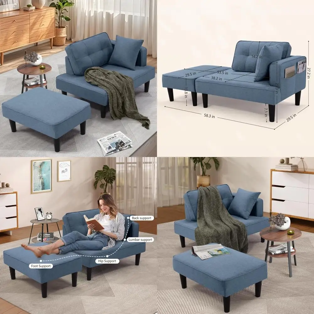 

modern convertible sofa bed with chaise and pillows for small living rooms, ideal for space-saving comfort