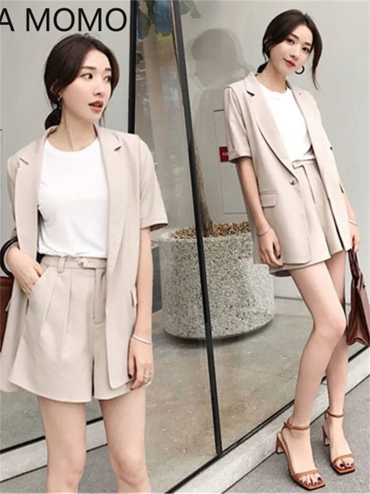 women\'s summer shorts suit sets clothing 2021 trousers and blazers tops two piece set women outfit set woman 2 pieces