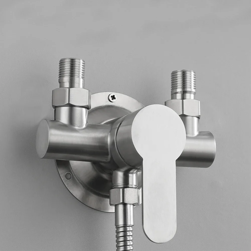 

Stainless Steel Shower Faucet Wall-mounted Hot And Cold Water Mixer Metal Handle G1/2inch Tap Bathroom Lifting Type Faucet