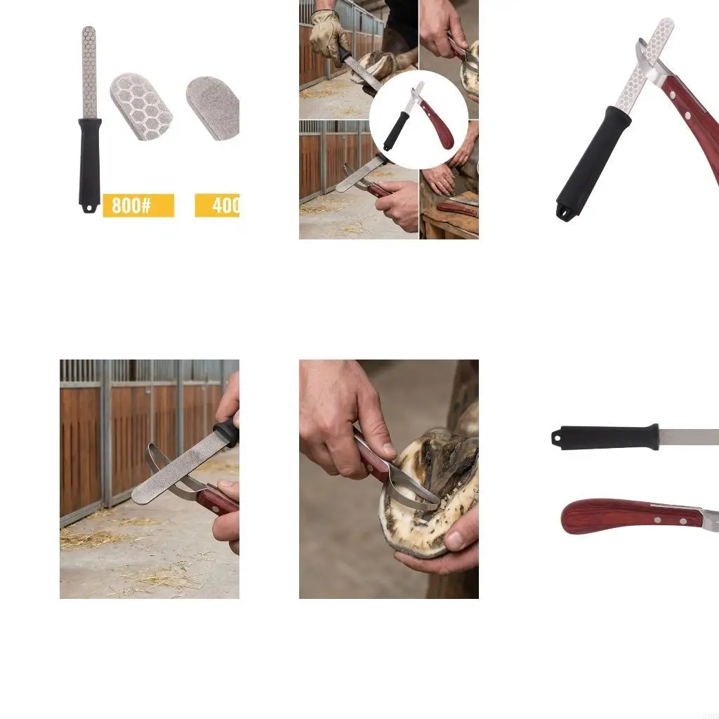 

Hoofs Cutter and Sharpener Professional Farrier Set Handle Trimming Cutter And Double Grit Sharpening Rod Enduring 24BD