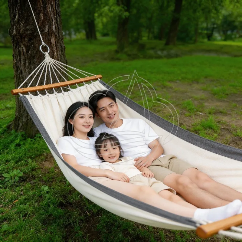 Canvas Hammock Outdoor Thickened Anti Rollover Swing Chair Single Double Camping Dormitory Use