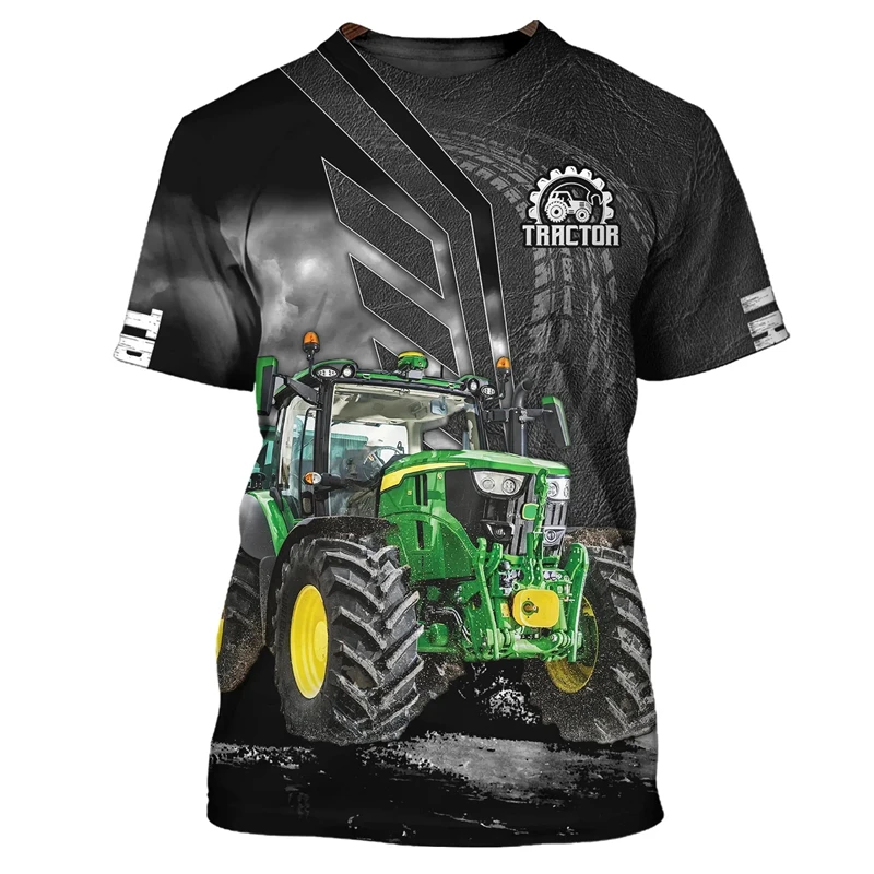 Farm Tractor Graphic T Shirts Casual 3D Print T-shirt Men Clothing Round Neck Tops Casual Short Sleeve Oversized Unisex Clothes