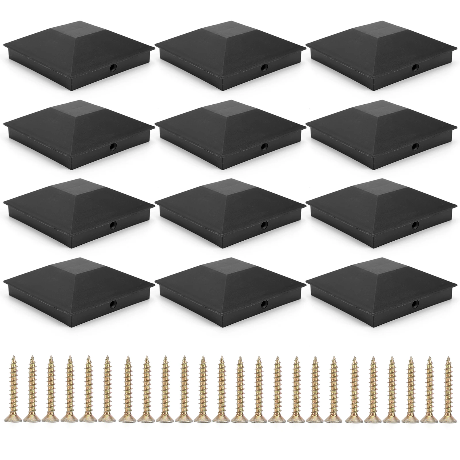 12 Pack Fence Post Caps with Screws Pyramid Posts Cap Cover Rustproof Outdoor Columns Cap for Wooden Poles of Decks Corridors
