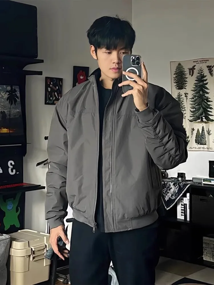 

Sli American Tee-Proof ort Jaet Men's Spring Autumn Trendy Pilot Collar Workwear 's Jaet Loose Fit Youthful