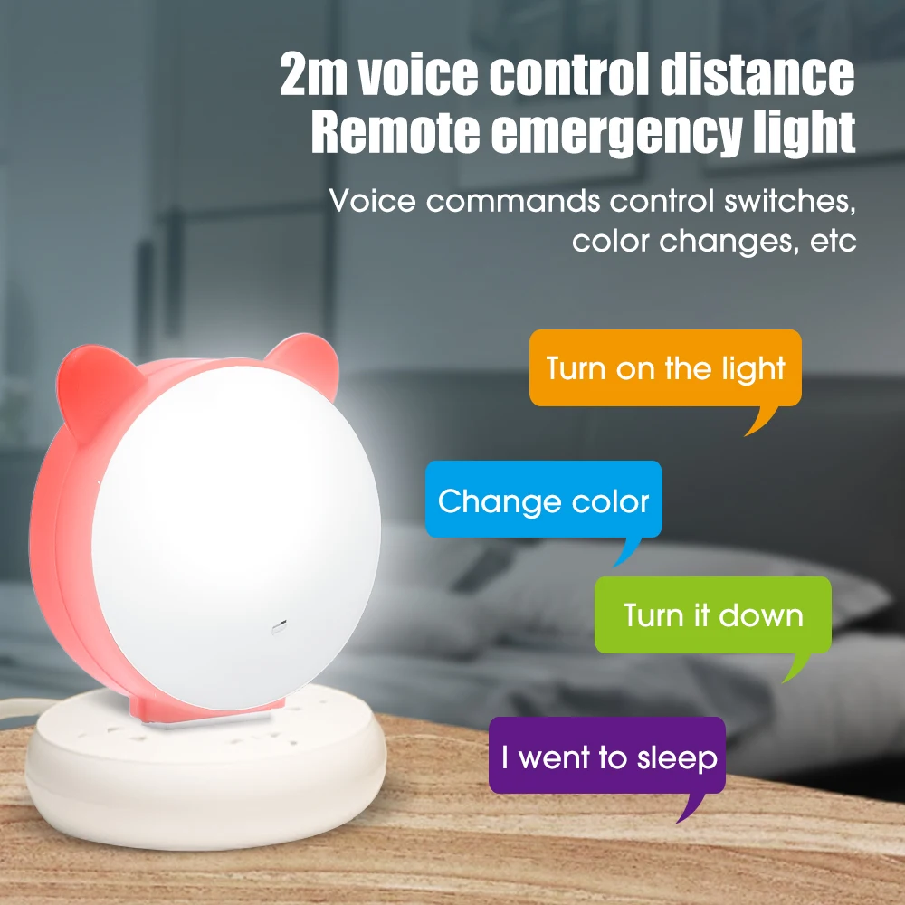 USB Smart Voice Control Nacht Lichter Interface Nacht Licht Englisch Version Nette Katze Intelligente Stimme Nacht Lampe Command Control