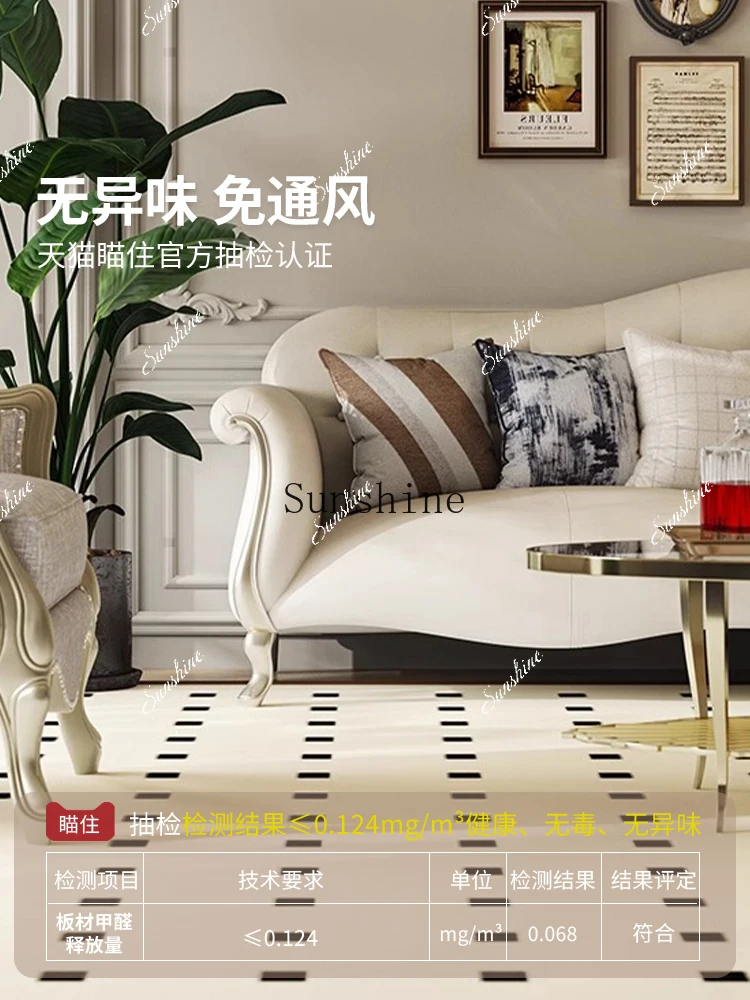 American light luxury living room leather sofa first layer cowhide solid wood sofa combination  FT