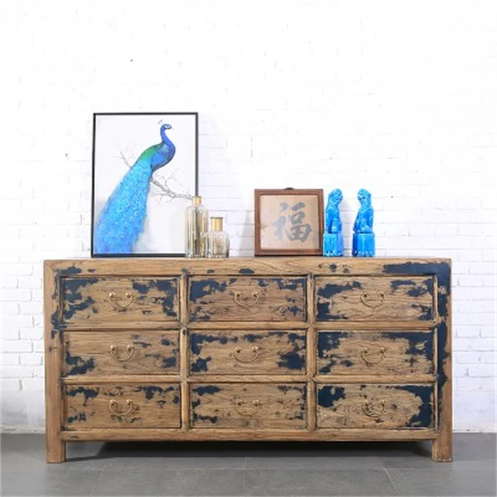 

Retro chest cabinet solid wood locker Chinese style entrance cabinet new Chinese style