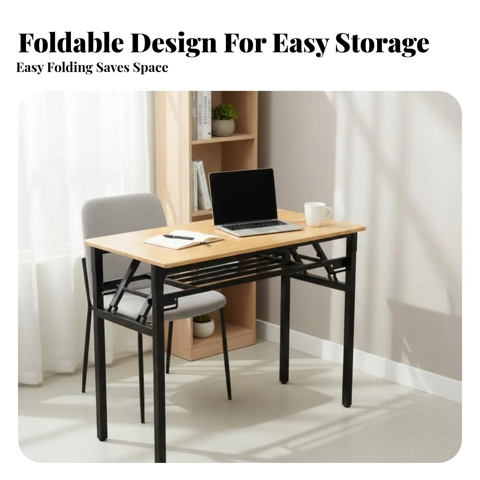 長方形の折りたたみ式テーブル-折りたたみデザイン-折りたたみ式ラップトップテーブル-折りたたみ式で持ち運び可能な防水表面-学生、家庭用