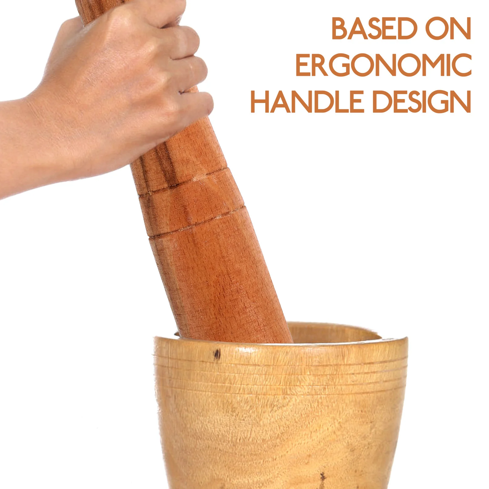 

Natural Wooden Pestle Ergonomic Long Handle Garlic Crusher Smooth Round Grinding Mashing No Residue Easy Clean