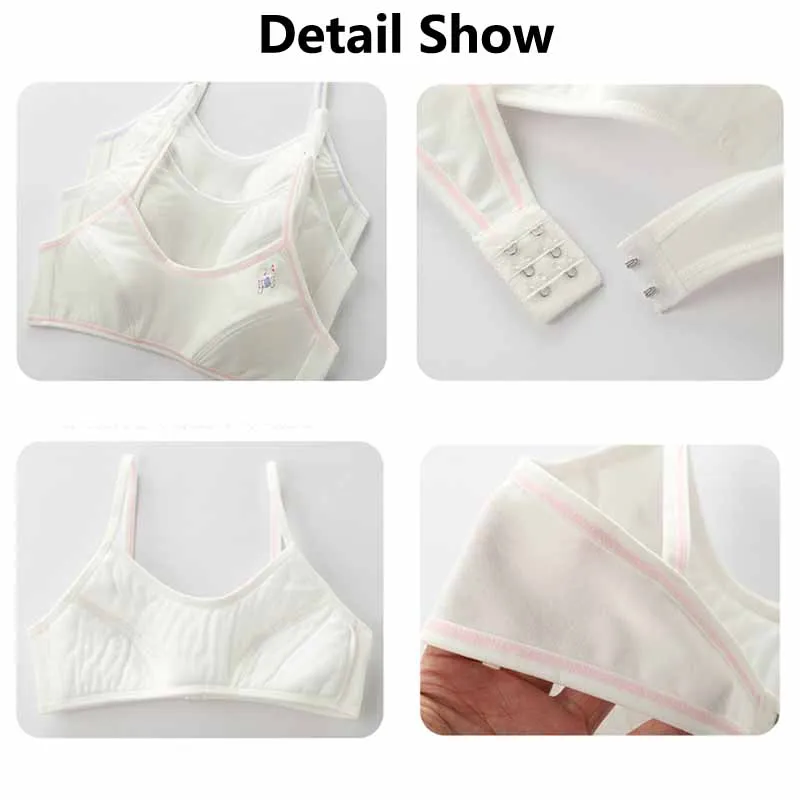 4 Pcs/Lot Girls Brassiere Cotton Solid Girls Bra Back Buckle Design Adolescent Girls Training Bras Breathable Teenage Girl Tops