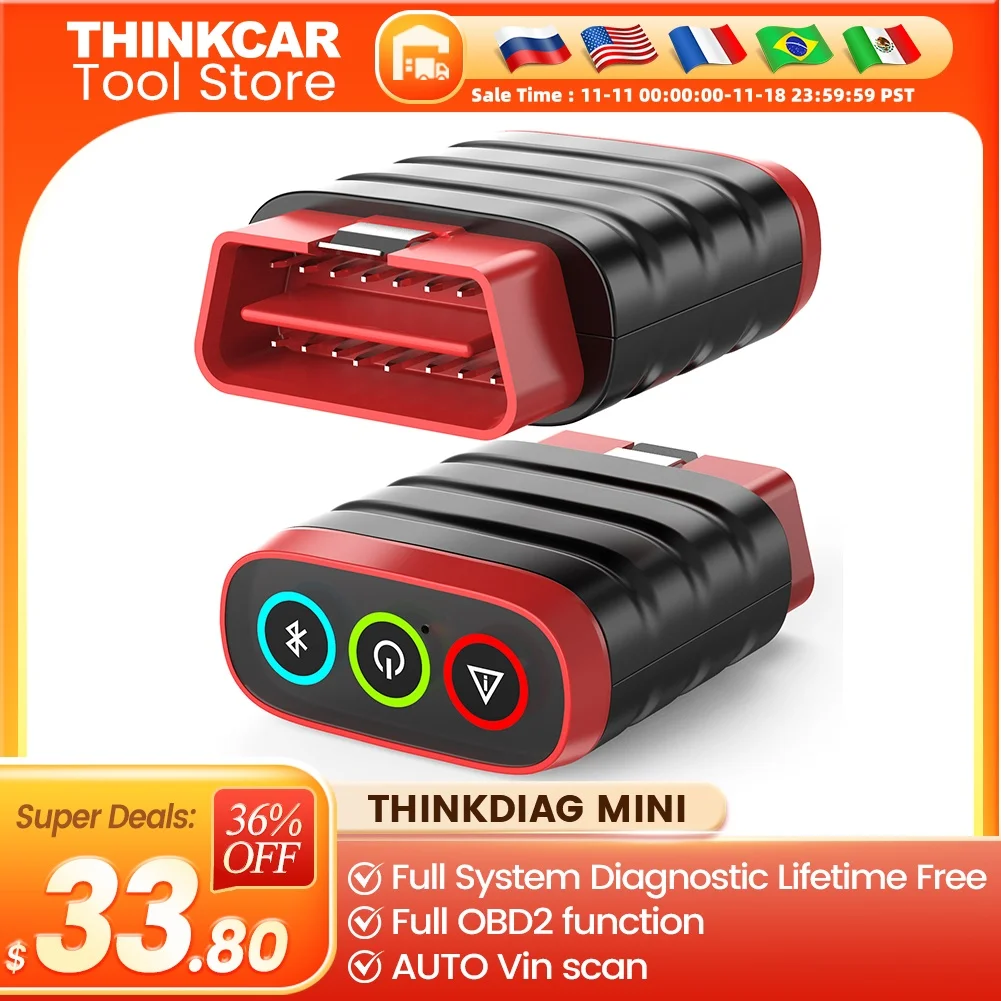 THINKCAR ThinkDiag Mini OBD2 Scanner Professional Automotive Diagnostic Tools Full System Diagnose Code Reader Lifetime Free