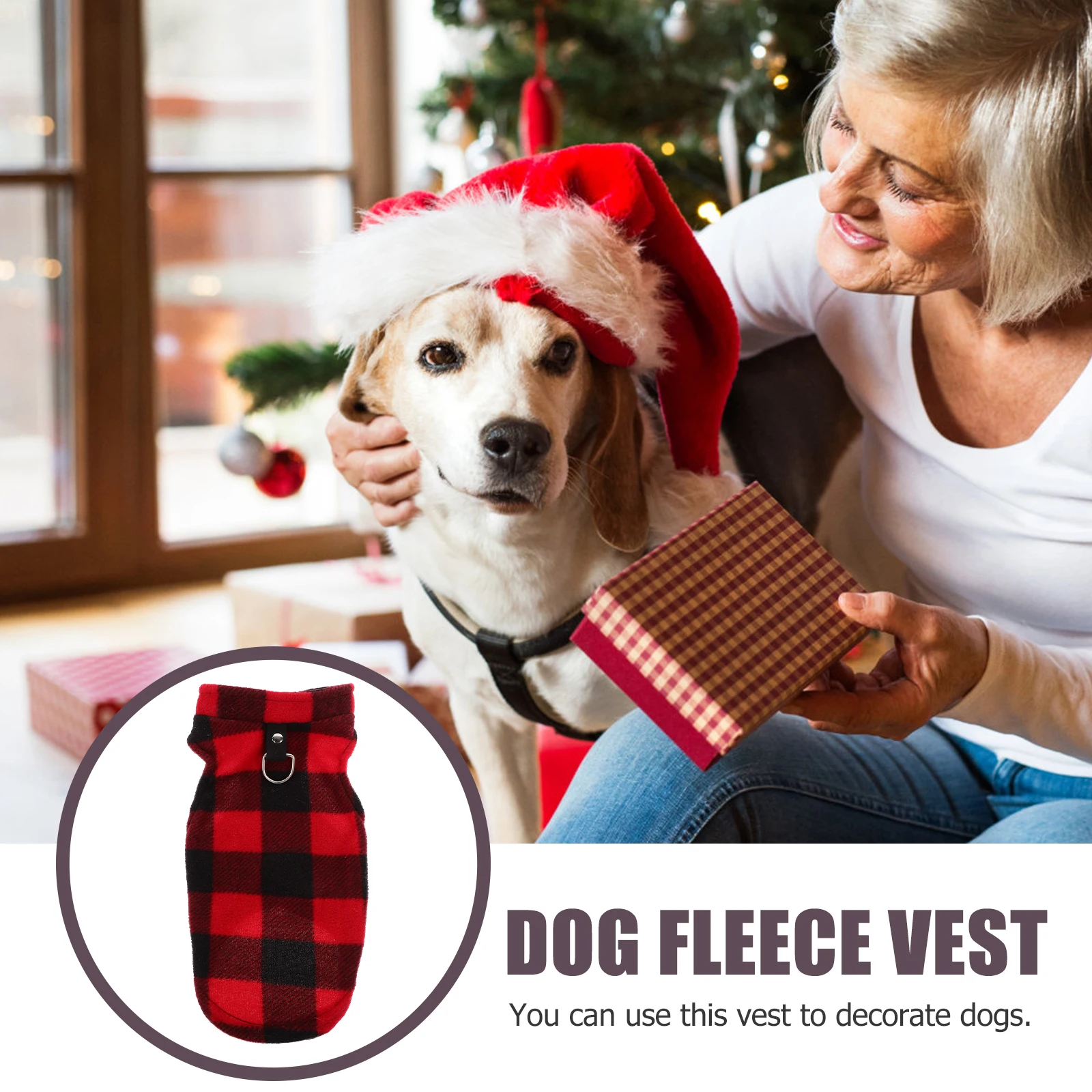 

Sweet Checked Puppy Clothing Durable Lightweight Winter Dog D-Ring Leash Adorable Outfit Fashionable Supplies Small Dogs Dog