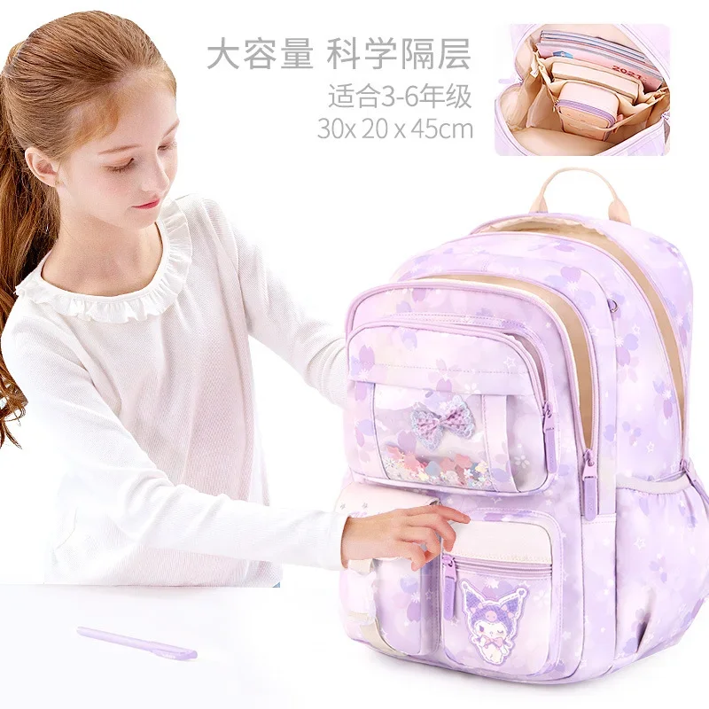 Sanrio-mochila escolar Clow M para estudiantes, mochila de dibujos animados de gran capacidad, protección de la columna vertebral, niños