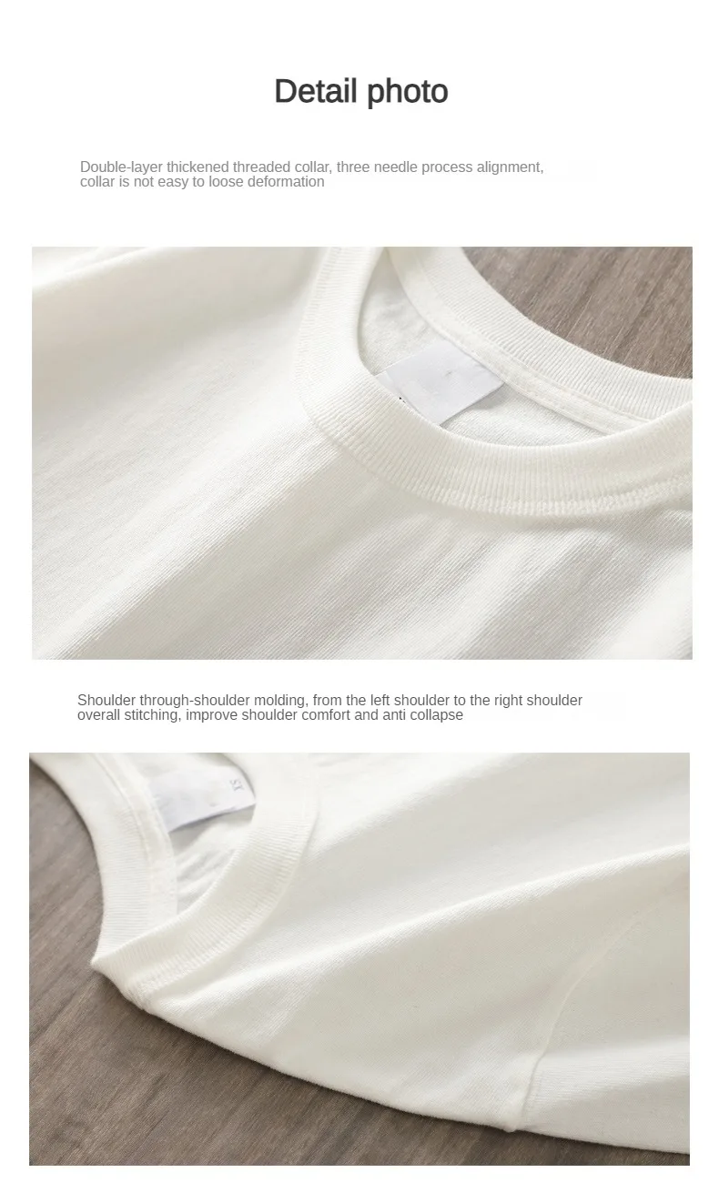 Dukeen 11,2 Oz Schwergewichts-Herbst-Langarm-T-Shirt für Herren, 100% Baumwolle, Einfarbiges Shirt mit Rundhalsausschnitt, Weiße Oberteile, Übergroße Herrenbekleidung – Detail 10