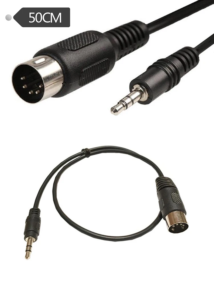 Câble Audio Jack stéréo 3.5mm 3.5mm Aux mâle vers MIDI Din 5 broches MIDI mâle femelle prise 0.5m pour Microphone micro