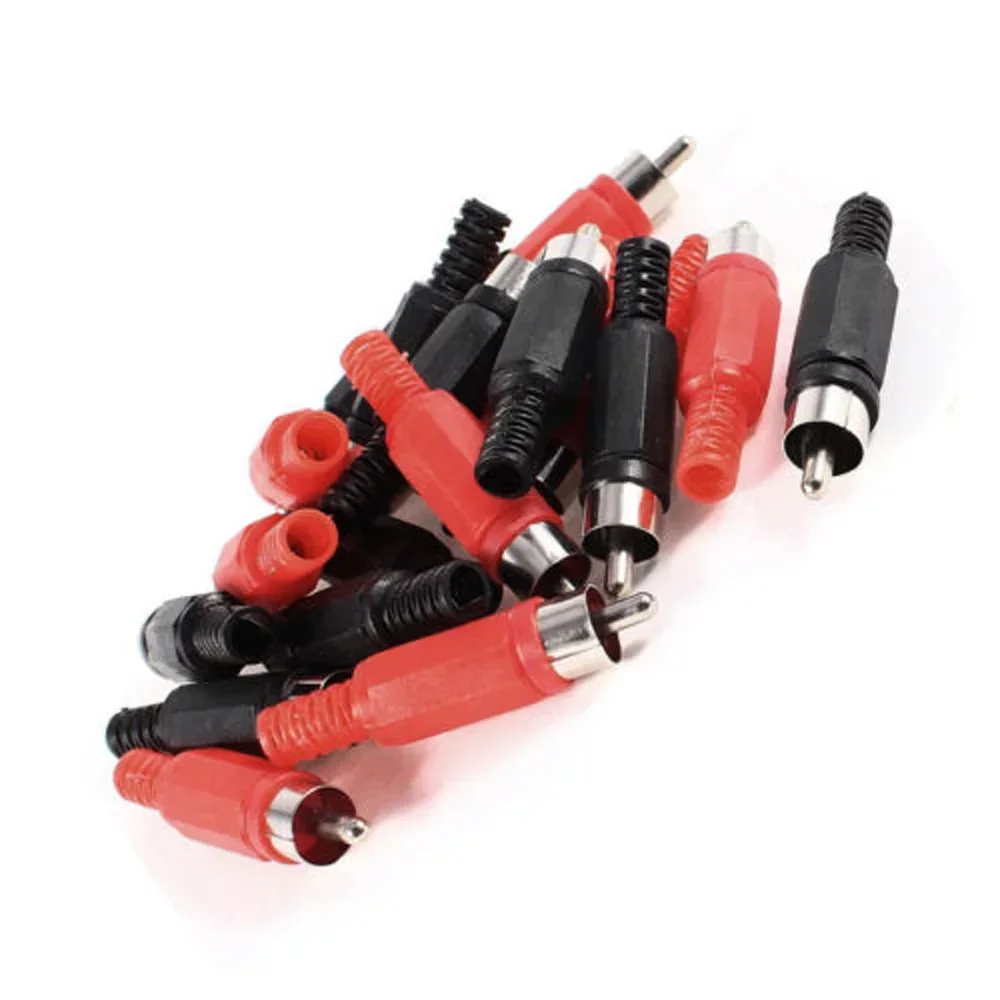 

Adapter RCA Male Plugs Audio Black Red Connector Kit Pack Replacement Replaces Set 10pcs black+10pcs red Hot New