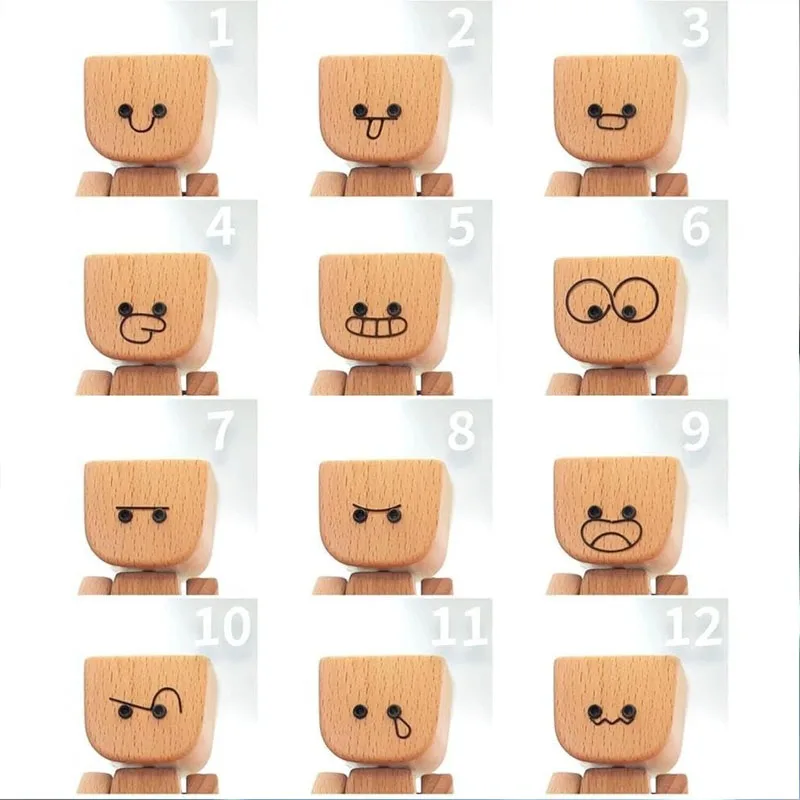 جديد يهز رجل خشبي تمثال سيارة الديكور الحلي الصغيرة الساق يتأرجح روبوت تمثال لطيف الخشب رجل سيارة هدايا إبداعية جيدة