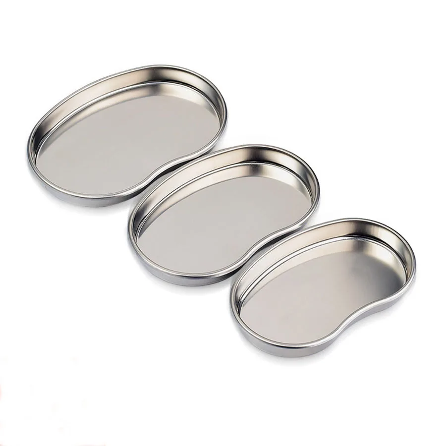 3Pcs/Set Stainless Steel Kidney Shaped Sterilized Tray Jar Pot Container Bottle Tweezers Surgical Cosmetic Tattoo Accesory