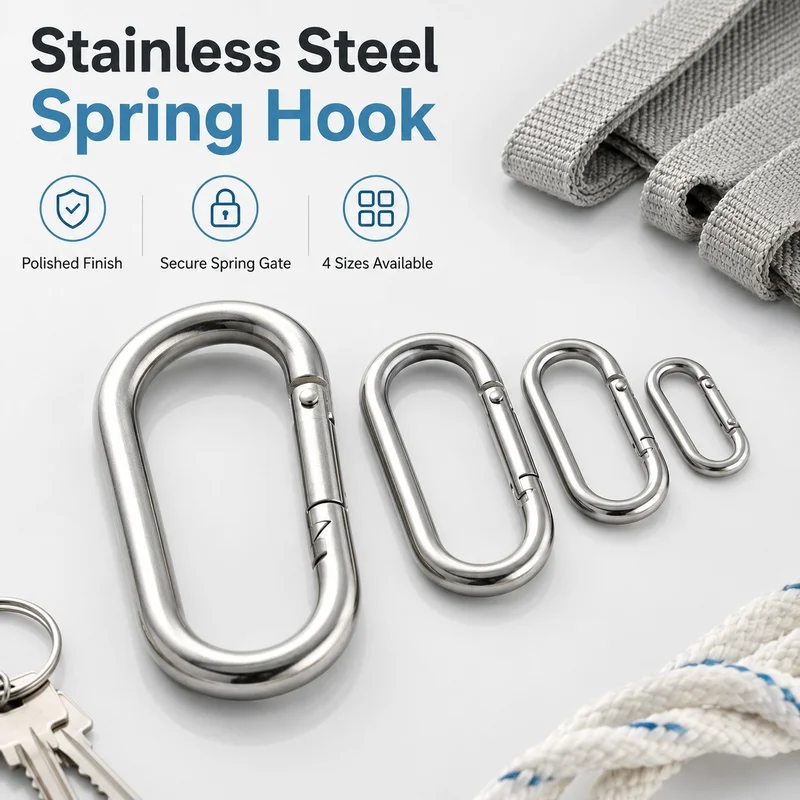 

2/3/5Pcs 5-10mm 304 Stainless Steel Carabiner Buckle Spring Snap Hook O Ring Clasp for Knapsack Strap Waistband Hardware Kit Set