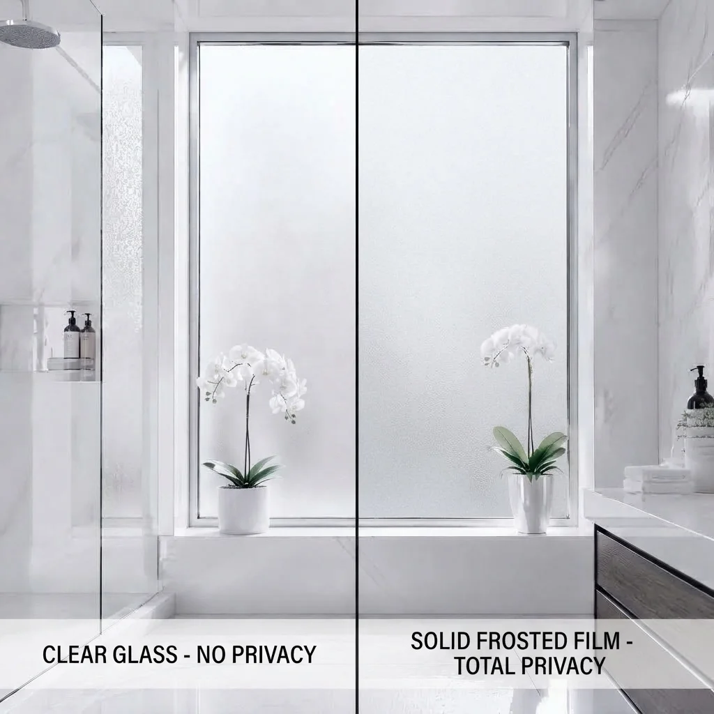 Solid Frosted Self-Adhesive Window Film High Privacy Removable Glass Cover for Shower Door Apartment Rental House