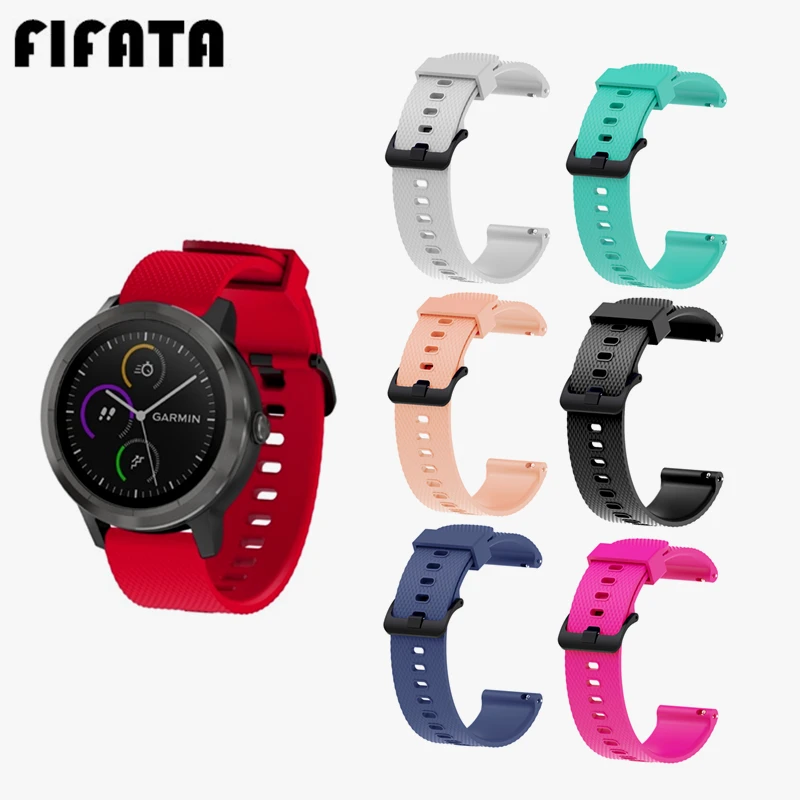 FIFATA For Garmin Forernunner 245/Vivoactive 3/Venu Replacement 20MM Sport Silicone Watch Strap For Amazfit GTS/Bip Smart Watch