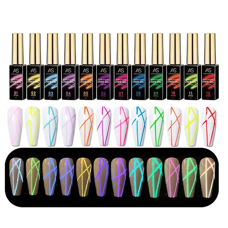 

Glow In The Dark Gel Nail Polish Gel Liner Fluorescent Neon Color Glow 12pcs Safe And Charming Glow Gel Polish For Home Use