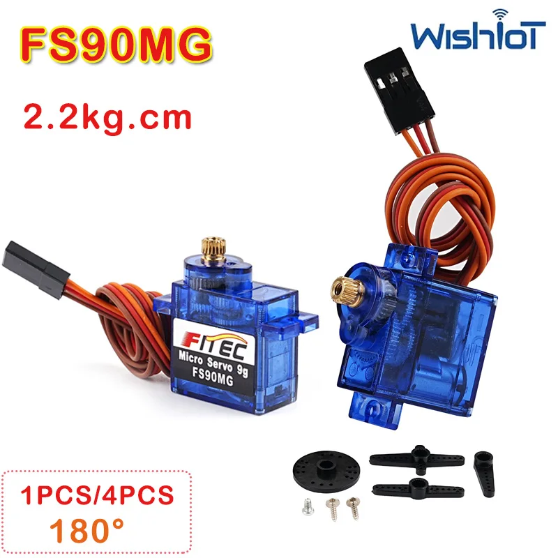 

1PCS/4PCS 2.2KG.cm FS90MG Micro Digital Servo Metal Gears 180 Degree Motor Mini Servos DIY Parts For Cars/Robot Model Toys