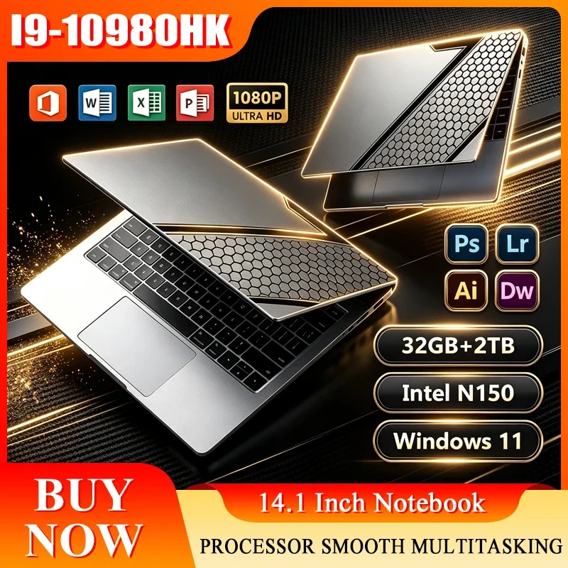 14.1 Inch Full HD IPS Laptop 120Hz Screen Intel Core I9-10980HK 32GB RAM 2TB SSD Backlit Keyboard Long Battery Life Windows 11