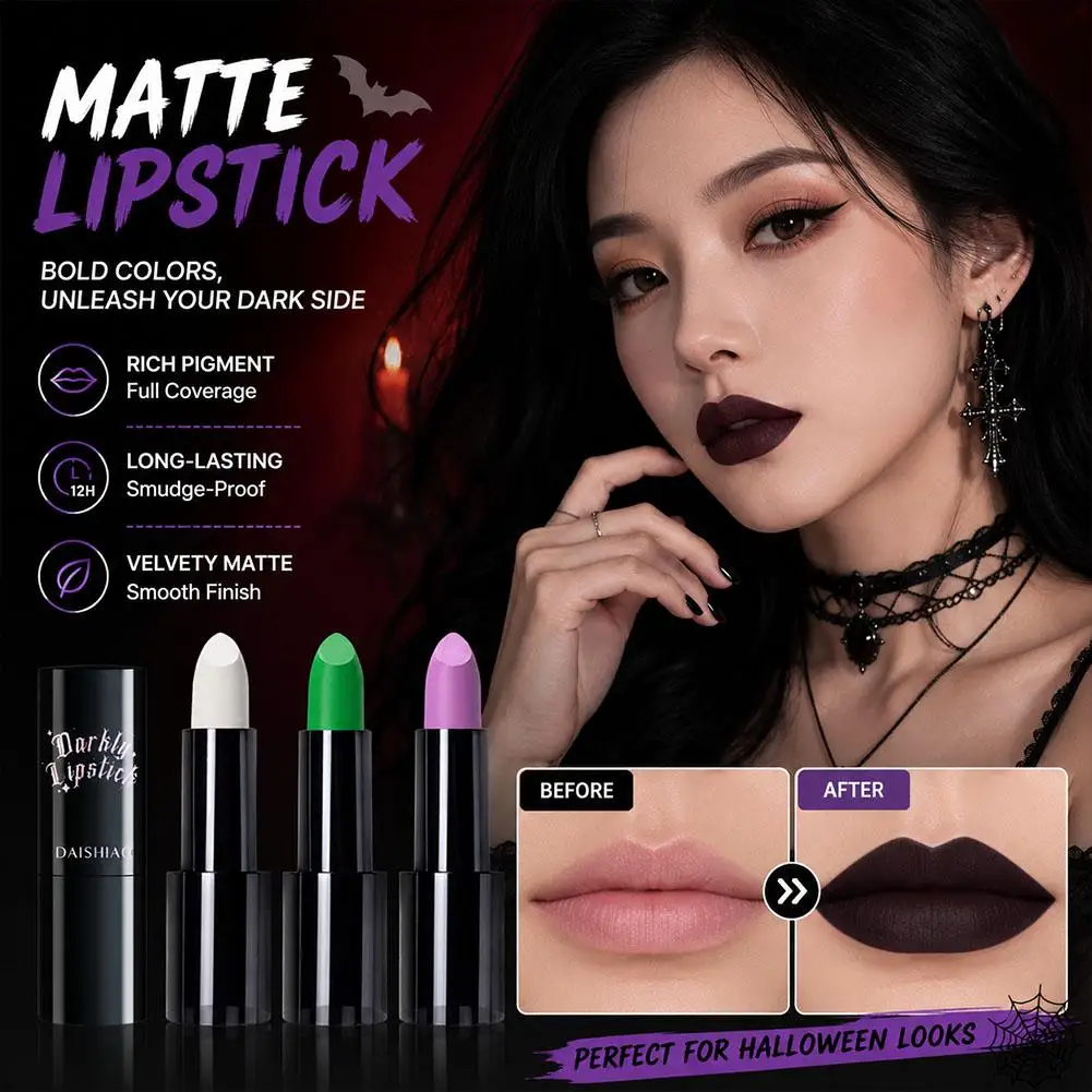 Dark Night Lipstick Purple Matte Lipstick Waterproof Long-lasting Black Dark Purple Matte Lipstick Lip Cosmetics