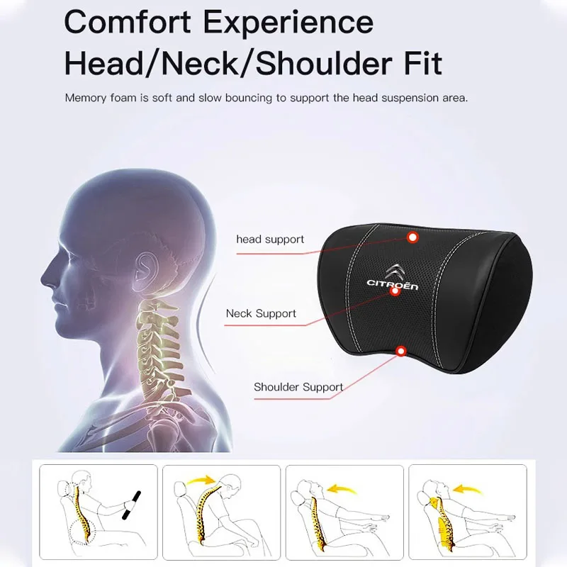 High-end Leather Car Headrest Waist Pillow Interior Accessories For Citroen C1 DS3 C2 C3 Vts C4 Saxo C4L C5 C6 C8 Xsara C3-XR - view 2