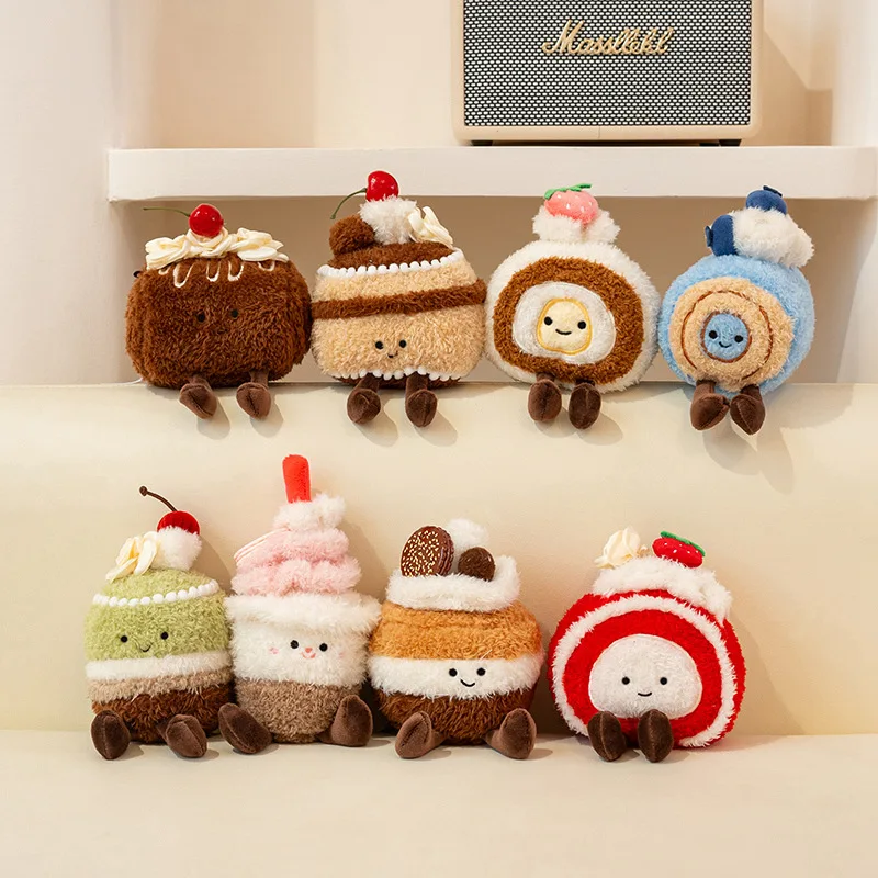 Dessert Plush Doll 8 Styles Cake Cupcake Macaron Pudding Ice Cream Soft Food Plush Kawaii Collectible for Sweet Treat Lovers