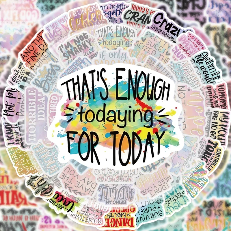 50 Humorous and Satirical Phrase Graffiti Stickers, Vibrant Sticker Decals, Multiple Styles Without Duplication, Suitable for Water Bottles, Laptops, Suitcases, Skateboards, Guitars, Party Decorations