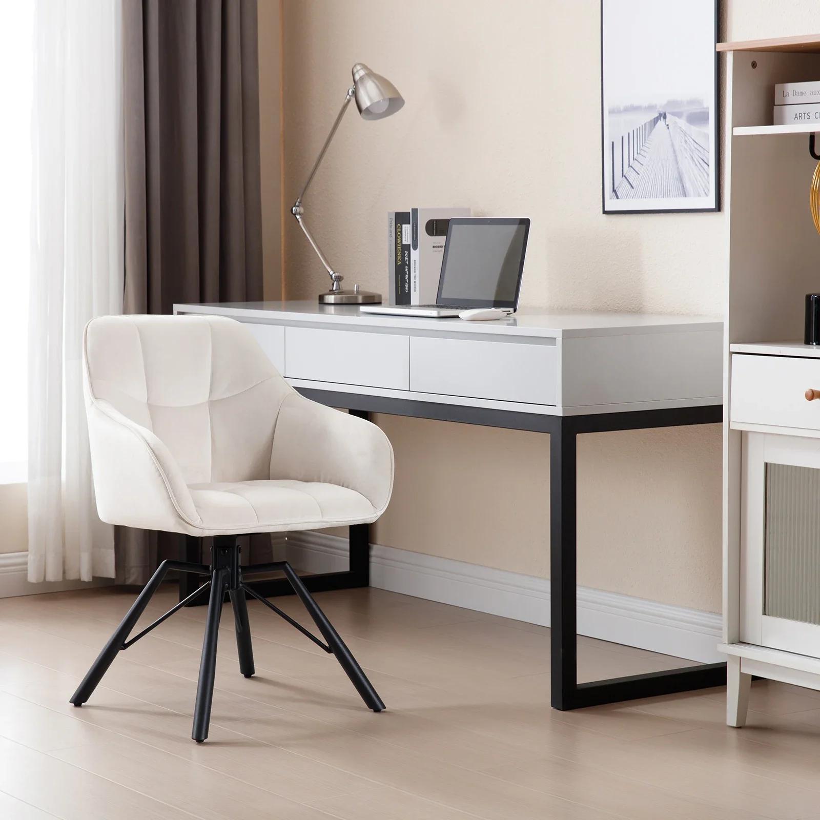 WOLTU 2 Stück/Set gepolsterter, bequemer Küchenstuhl, drehbarer Esszimmerstuhl mit Armlehnen und Rückenlehne für Restaurant, Wohnzimmer, Zuhause – Detail 18