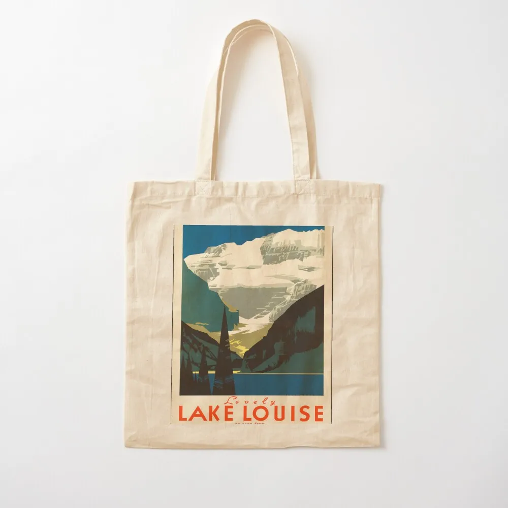 Vintage Travel Poster: Lake Louise Tote Bag tote bags men Cloth bag handbag Canvas Tote Bag