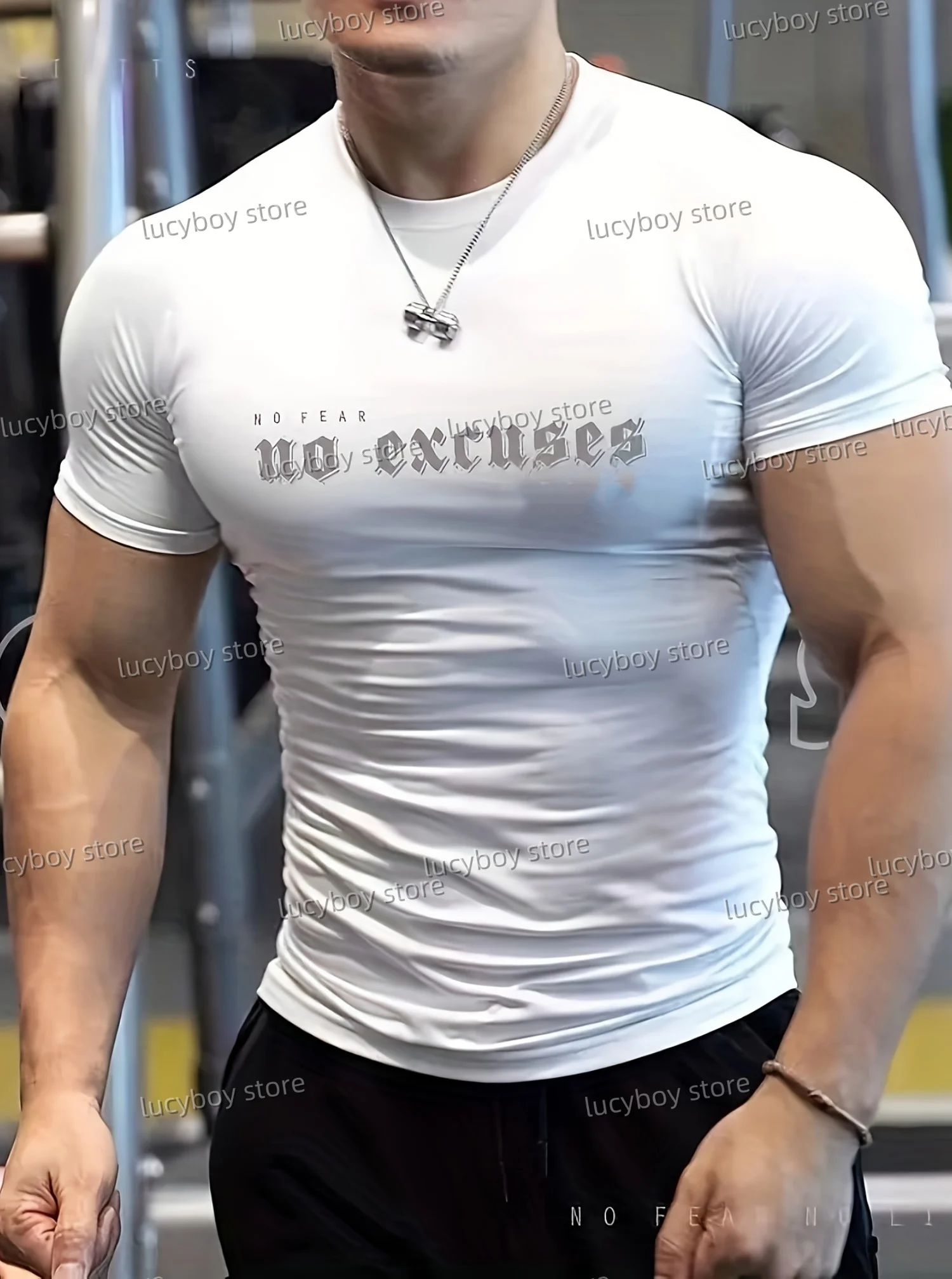 Latest Polyester Men NO EXCUSES print Gym T Shirt Muscle Training Tees Short Sleeve Tees Quick Drying Men Thin Tops Men Clothing