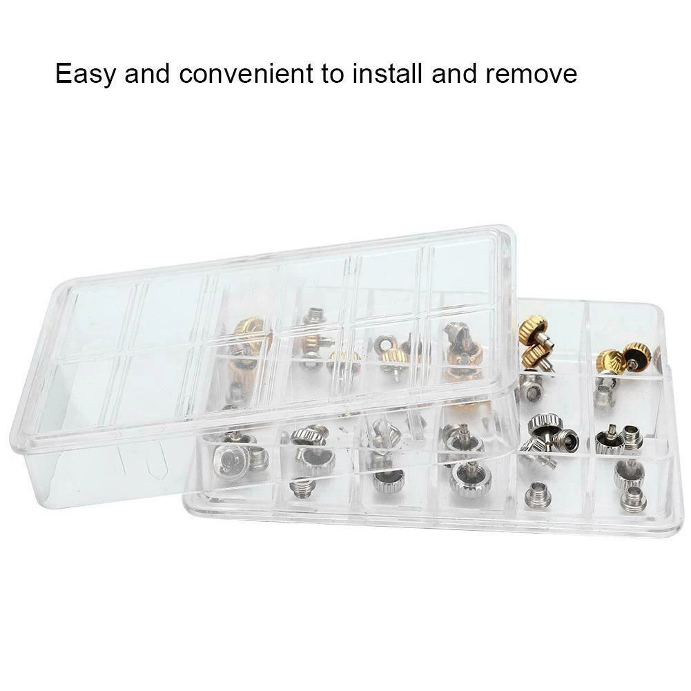 New 48PCS Watch Crowns Watch Waterproof Replacement Assorted Repair Tools with Box