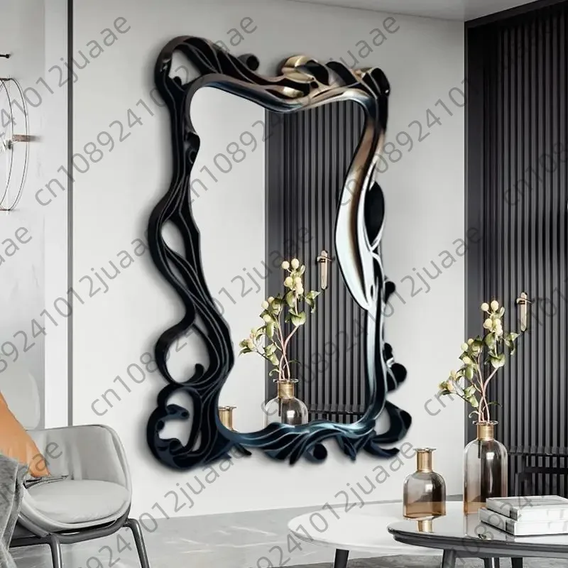 Wave Full Length Mirror Aesthetic Irregular Body Mirror Nordic Large Velvet Standing Wall Mirror for Bedroom Living Room Decor