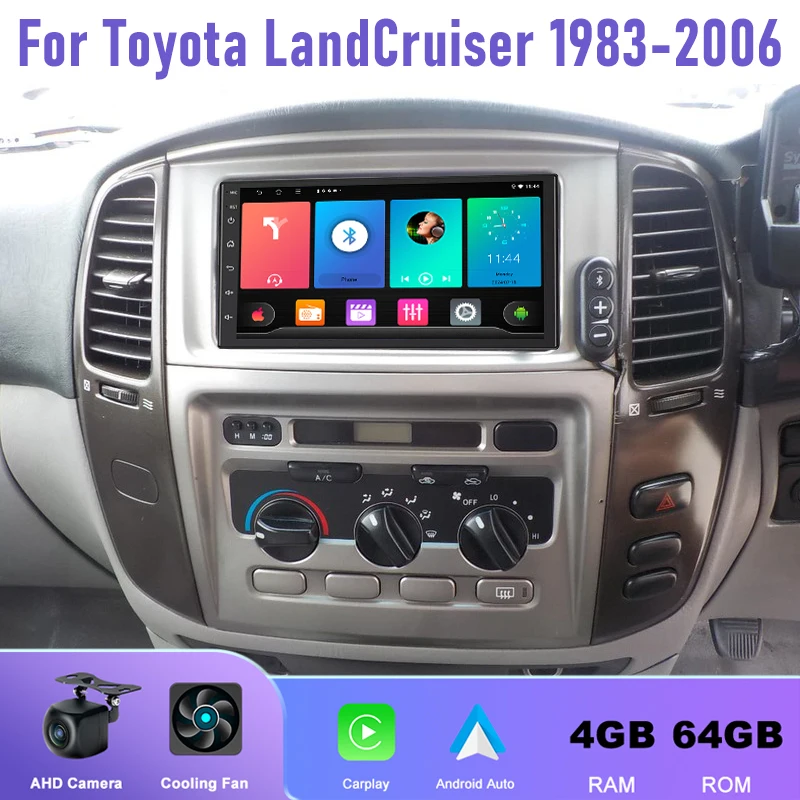 

7'' 4+64GB For Toyota LandCruiser 1983-2006 Car Radio Android 15 Auto Support Wireless Apple Carplay Steering Wheel Control
