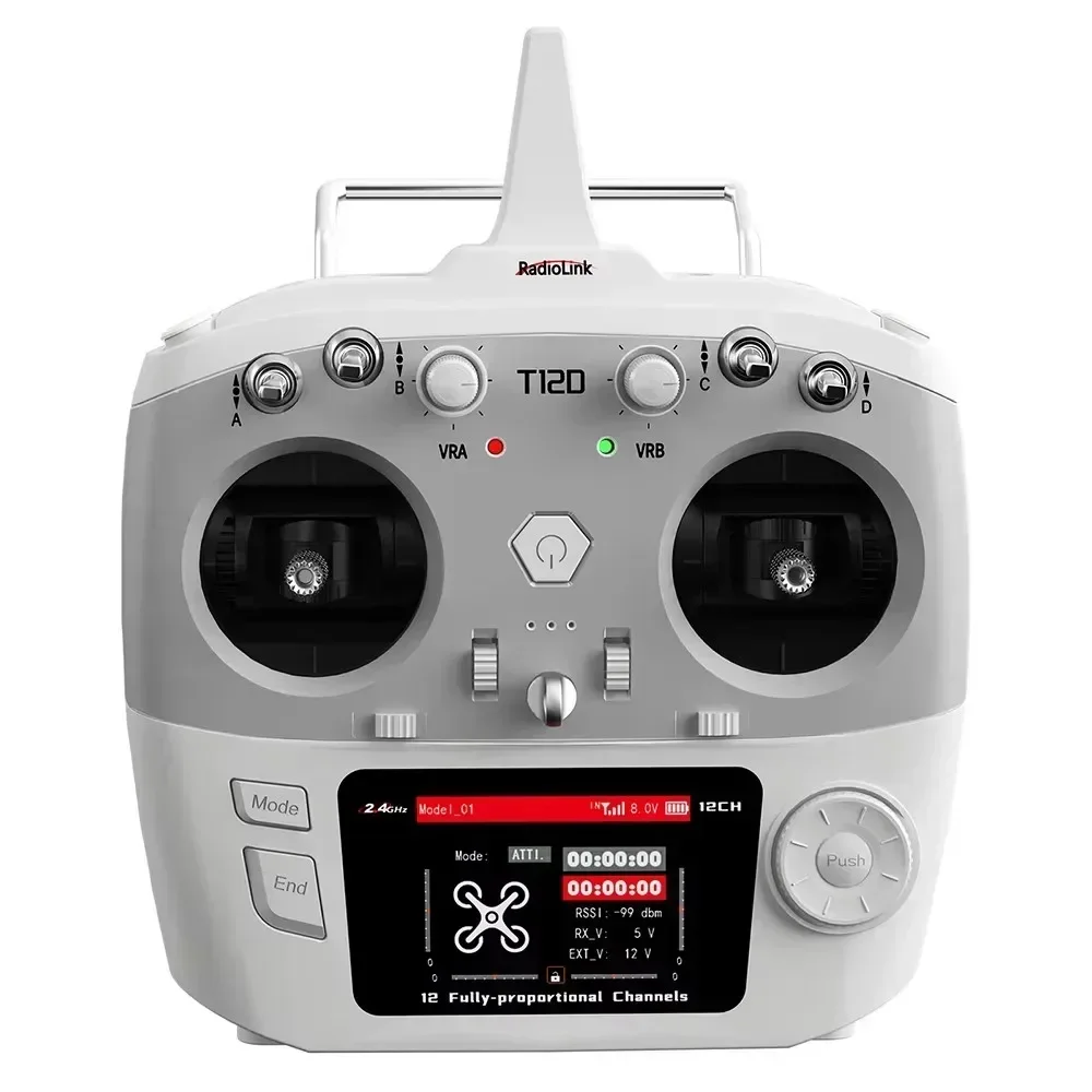 RadioLink Neuer T12D 12-Kanal-RC-Sender 2,4 GHz mit R16F-Empfänger-Fernbedienung für FPV-Drohne, Starrflügelflugzeug, Auto