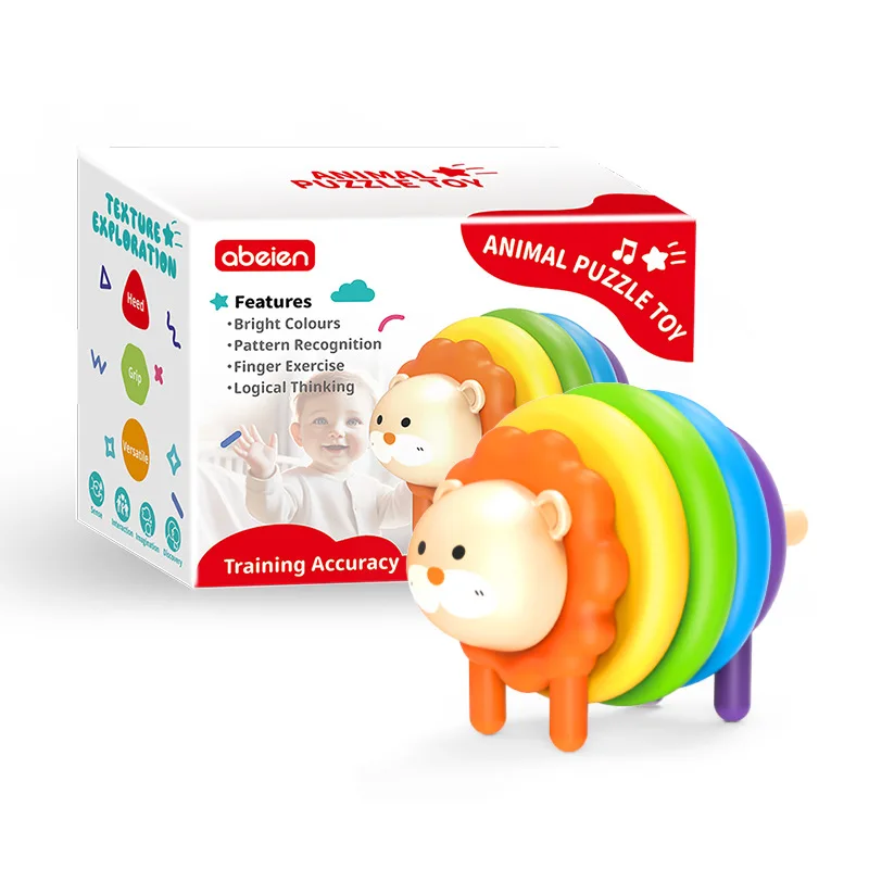 Baby Early Education Toy - Animal Collage Music Toy, Color Matching Puzzle, Rainbow Stacking Ring, Fun Learning, Safe for Babies