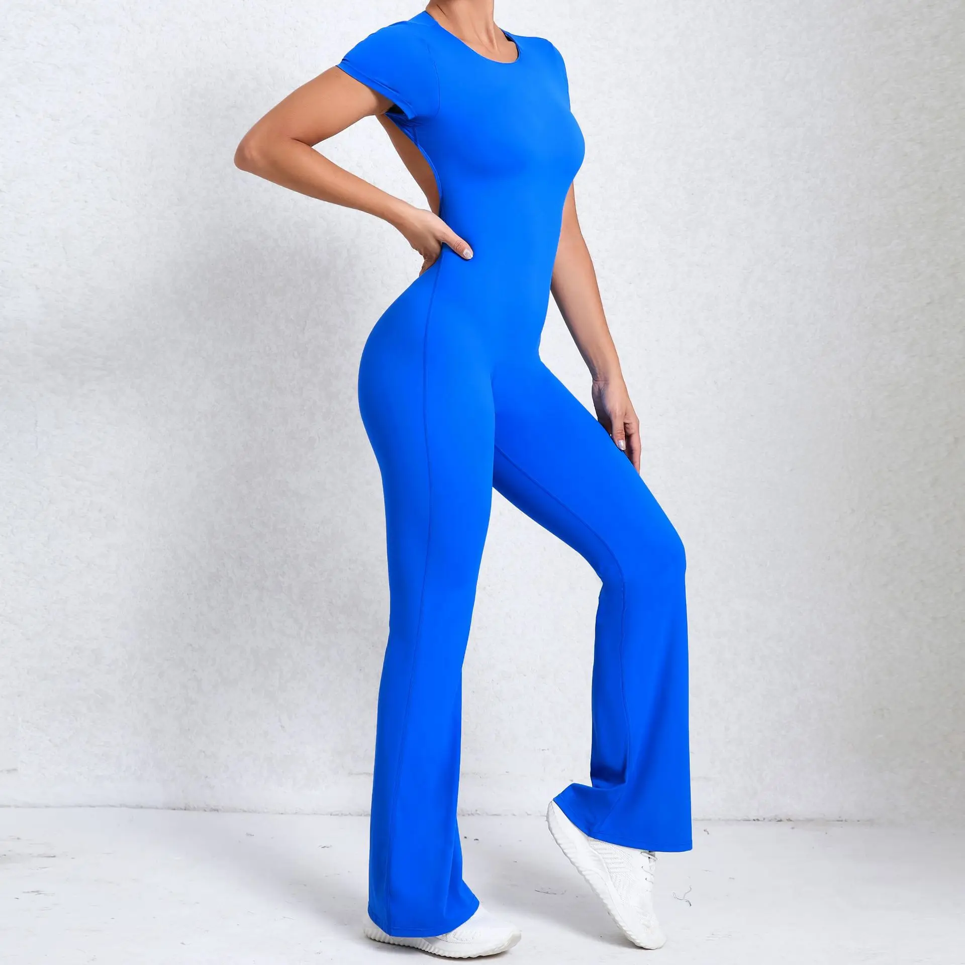 Long-Sleeved One-piece Suit Women Backless Sports Jumpsuit Female Push up Rompers Quick Drying Yoga Clothing Workout Bodysuits image 2
