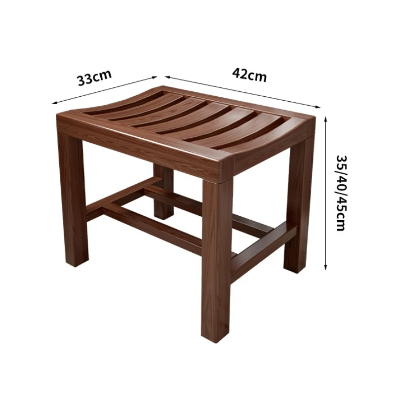 ‌Non-Slip Bathtub Stool with Drain Holes for Elderly Pregnant Women Shower Seat Waterproof Teak Wood Bathroom Safety Chair‌ - Image 5