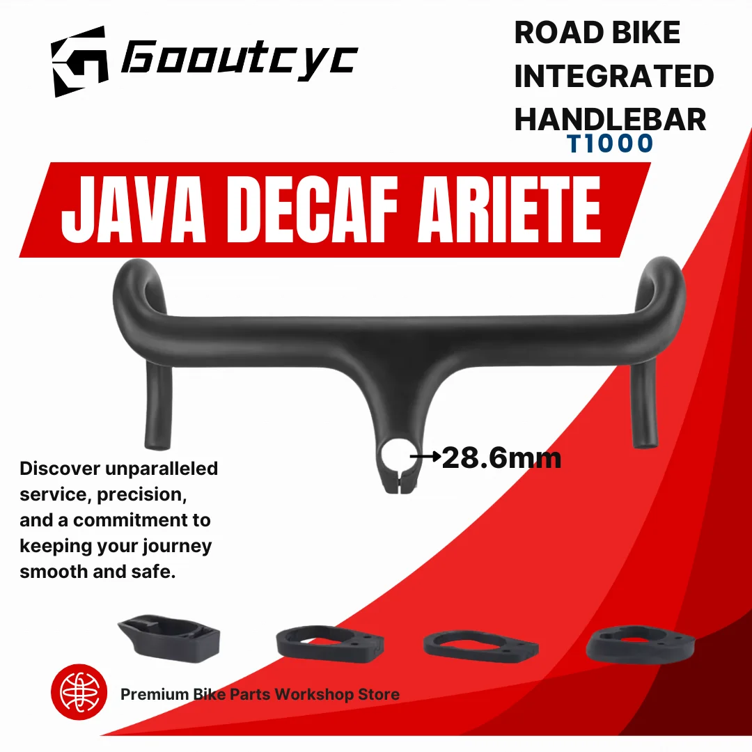 Manillar integrado para bicicleta de carretera, 28,6mm, para JAVA Decaf Ariete T000, fibra de carbono con espaciadores, enrutamiento de cables interno completo