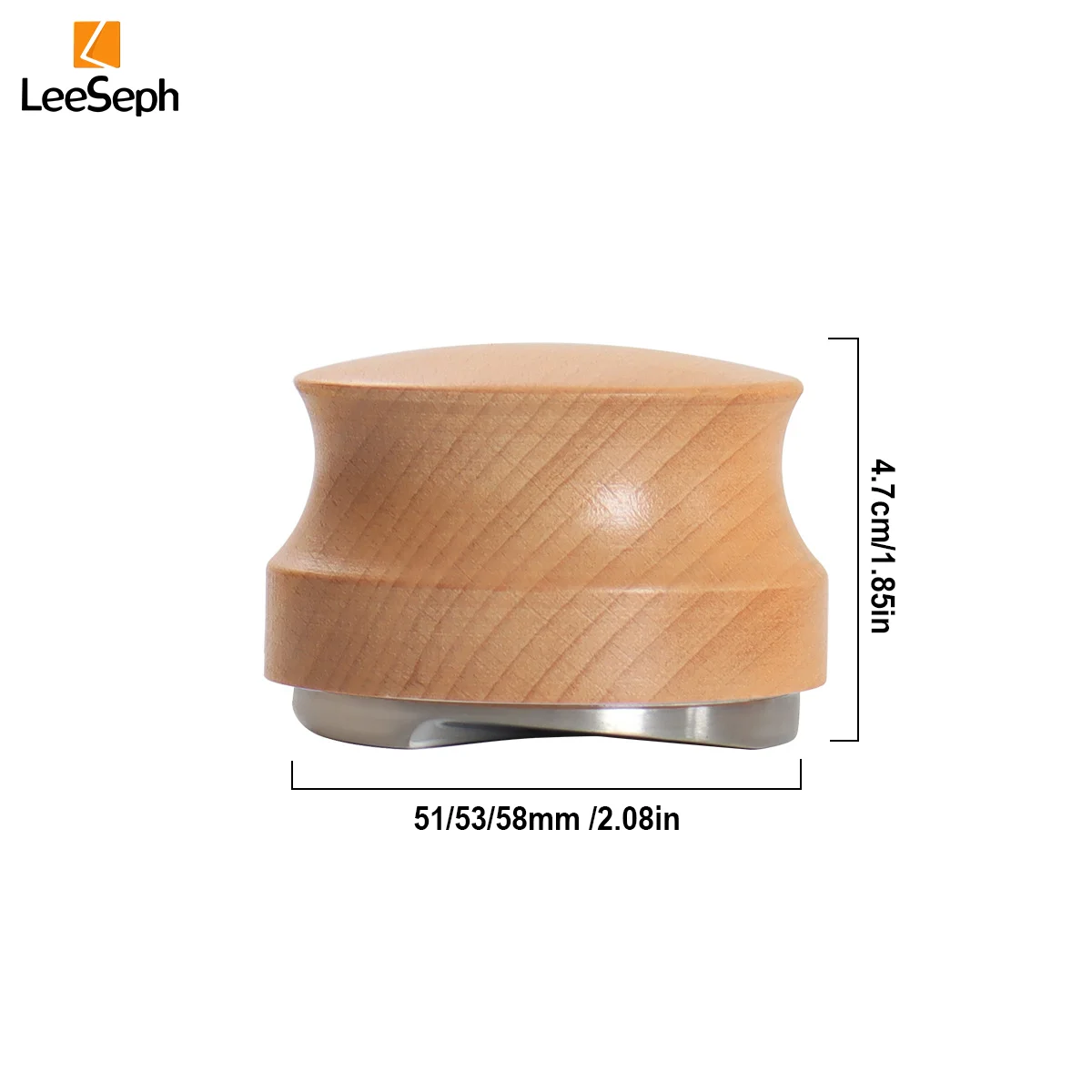 Coffee Tamper, Professional Espresso Hand Tampers 51/53/58mm, Adjustable Depth, Stainless Steel Coffee Tamper with Beech Wooden