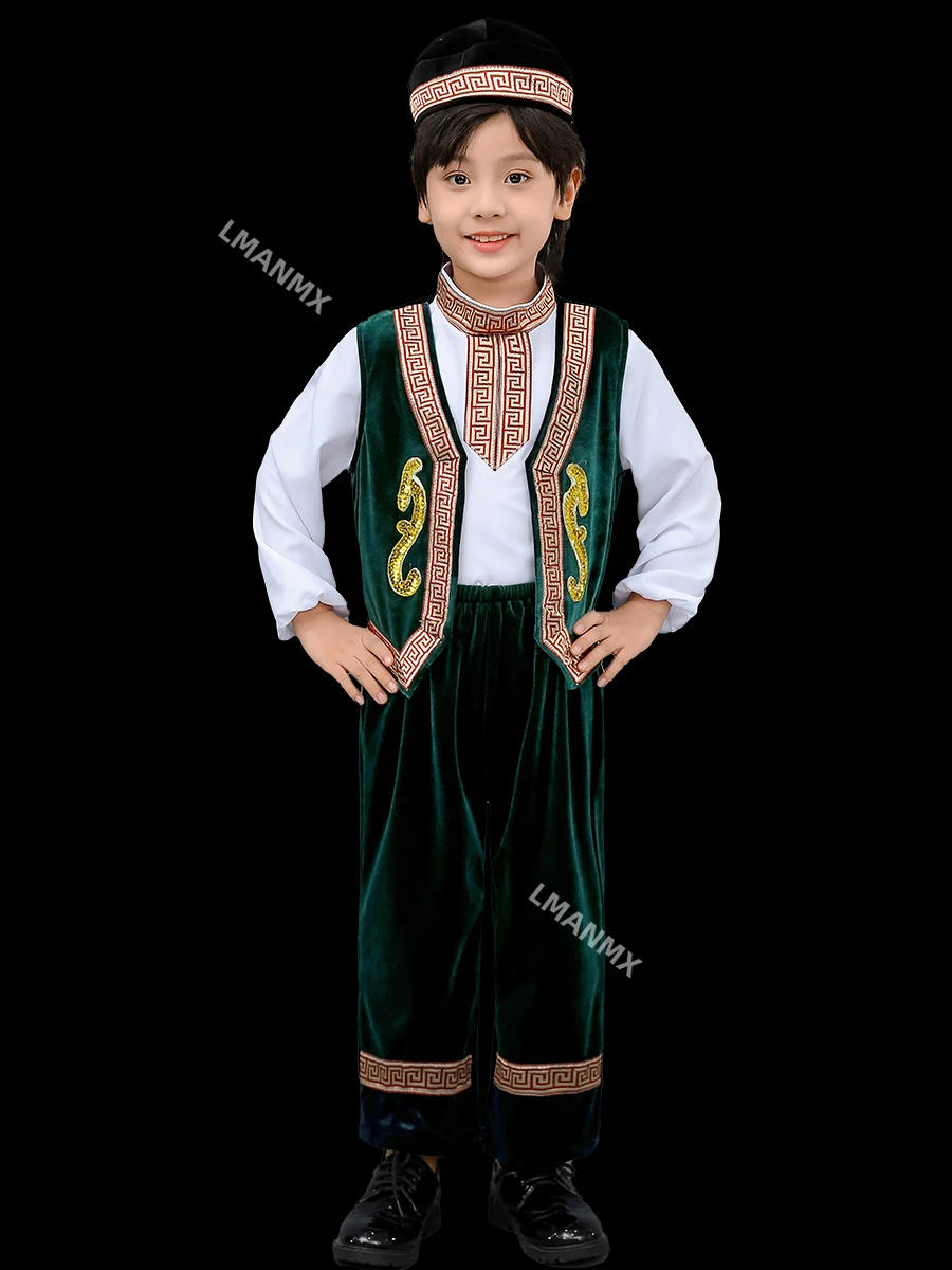 Children's Xinjiang Uyghur dance performance costumes for girls, Hui ethnic minority costumes for girls, Kazakh boys
