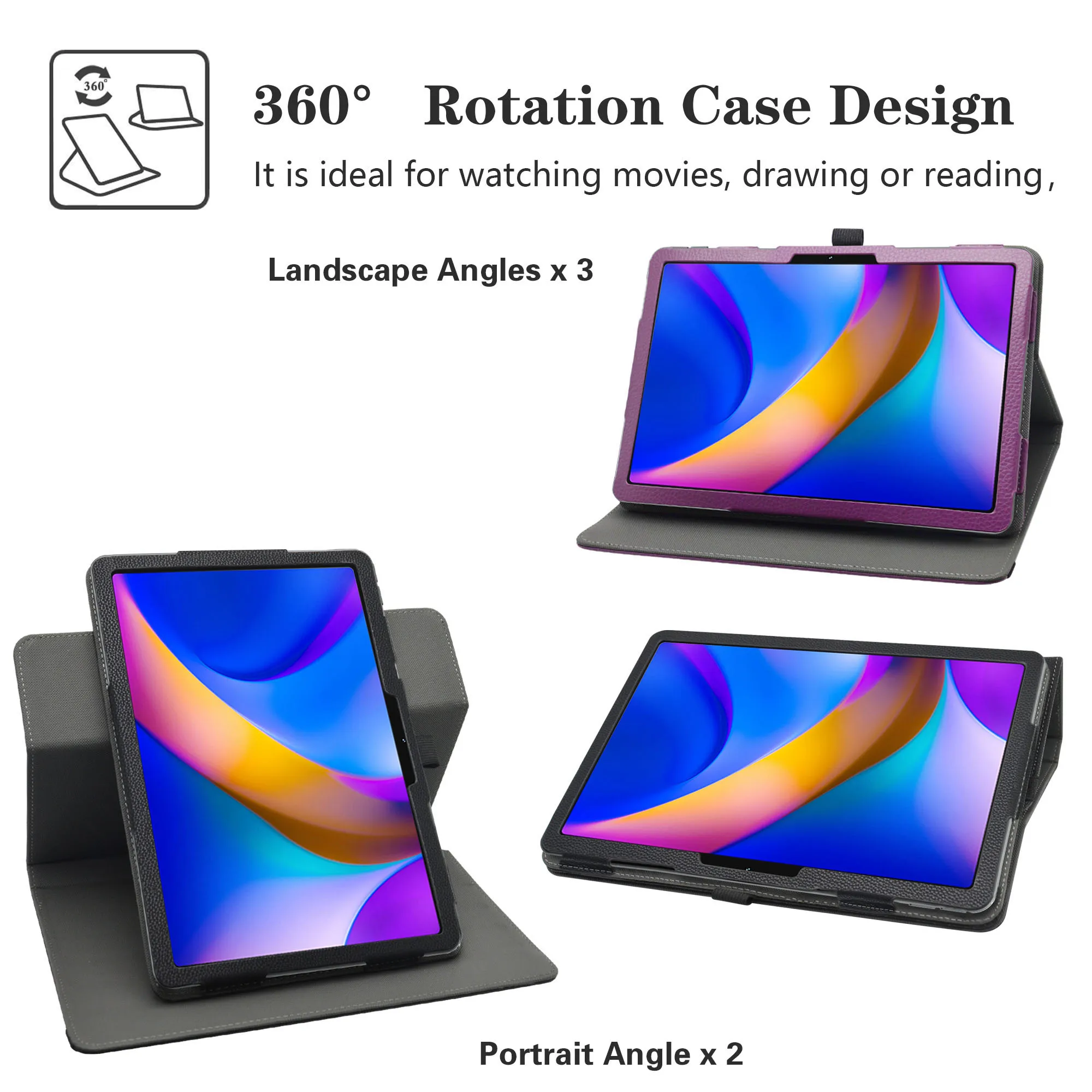 Fotografia 3: Capa giratória para tablet HUION Kamvas Slate 13 de 12,7 polegadas, capa de couro PU com rotação de 360 ​​graus