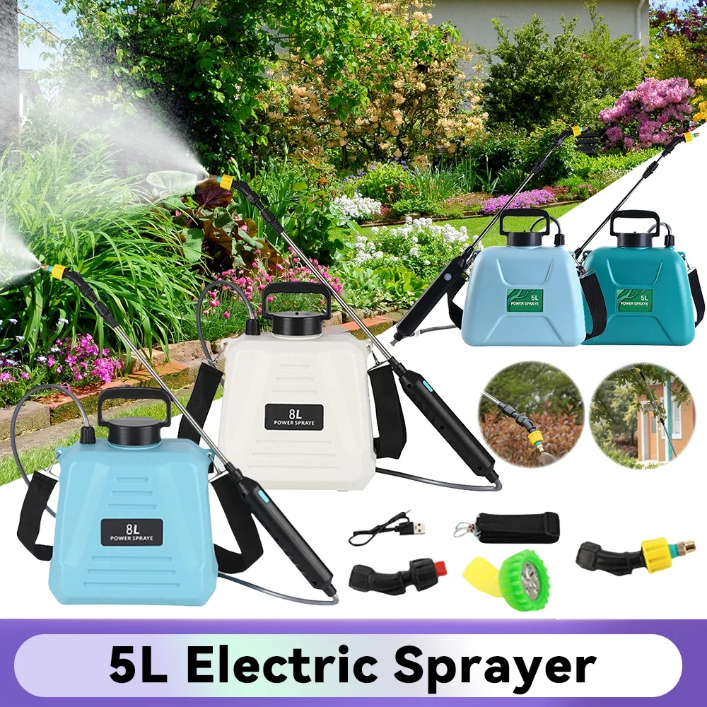 

5L/8L Battery Powered Sprayer with USB Rechargeable Handle and Telescopic Wand Water Sprayer for Garden Lawn and Other Cleaning